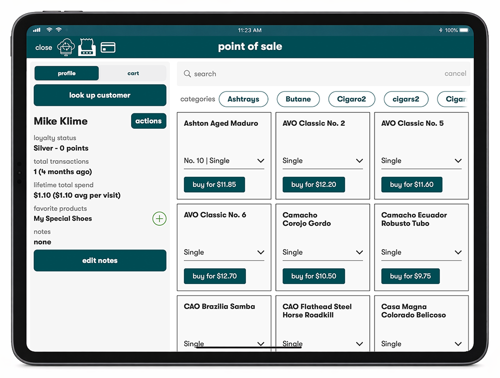 CT POS customer profile information panel